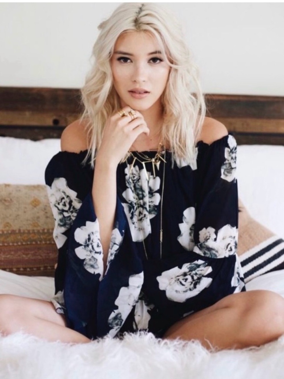 Winston White x Revolve Floral Navy Kira Romper